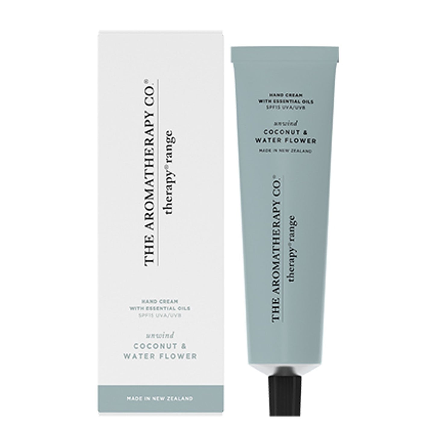 Hand cream and packaging with 'The Aromatherapy Co.' branding on a white background