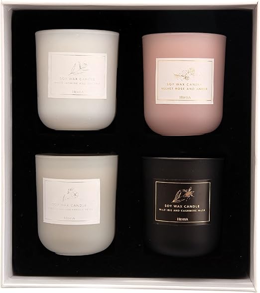 Hesita Set of 4 Soy Wax Scented Candles Home Fragrance Collection