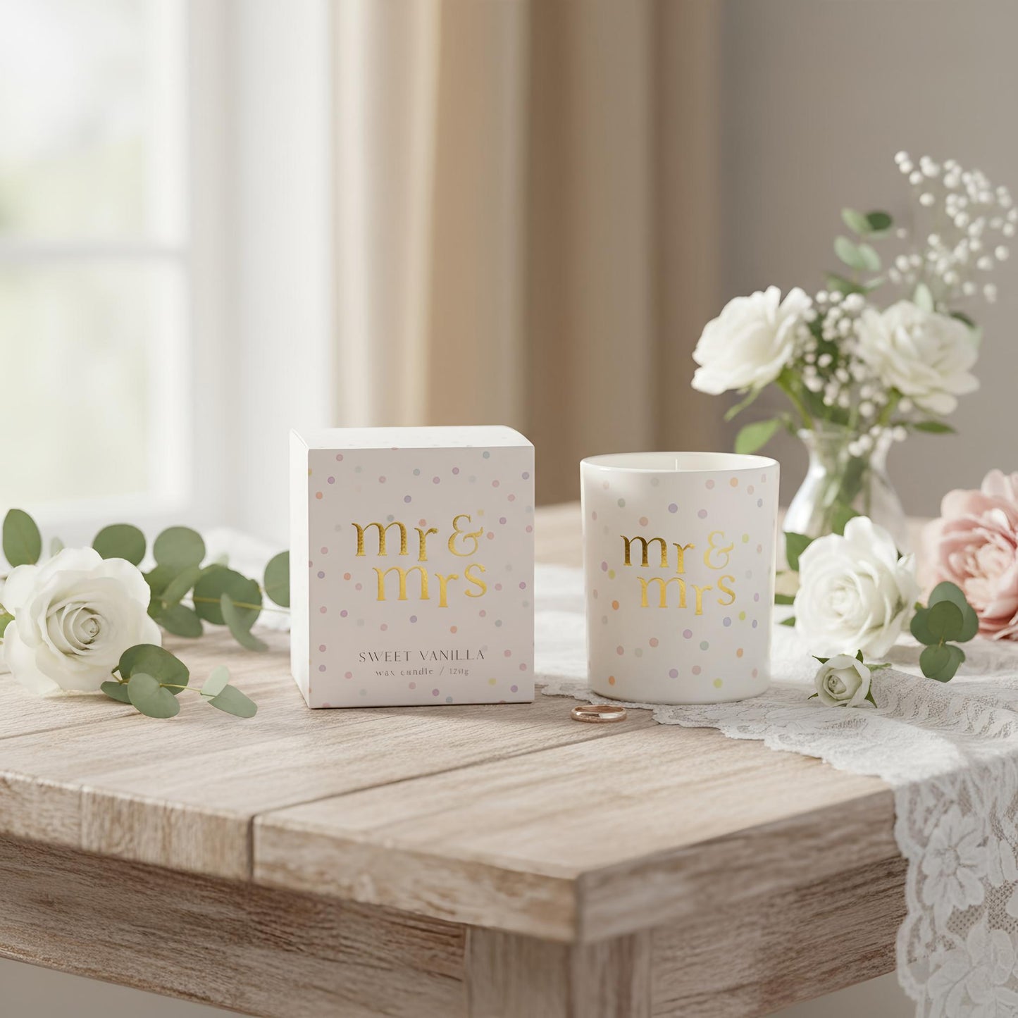 Confetti Candle- Mr & Mrs