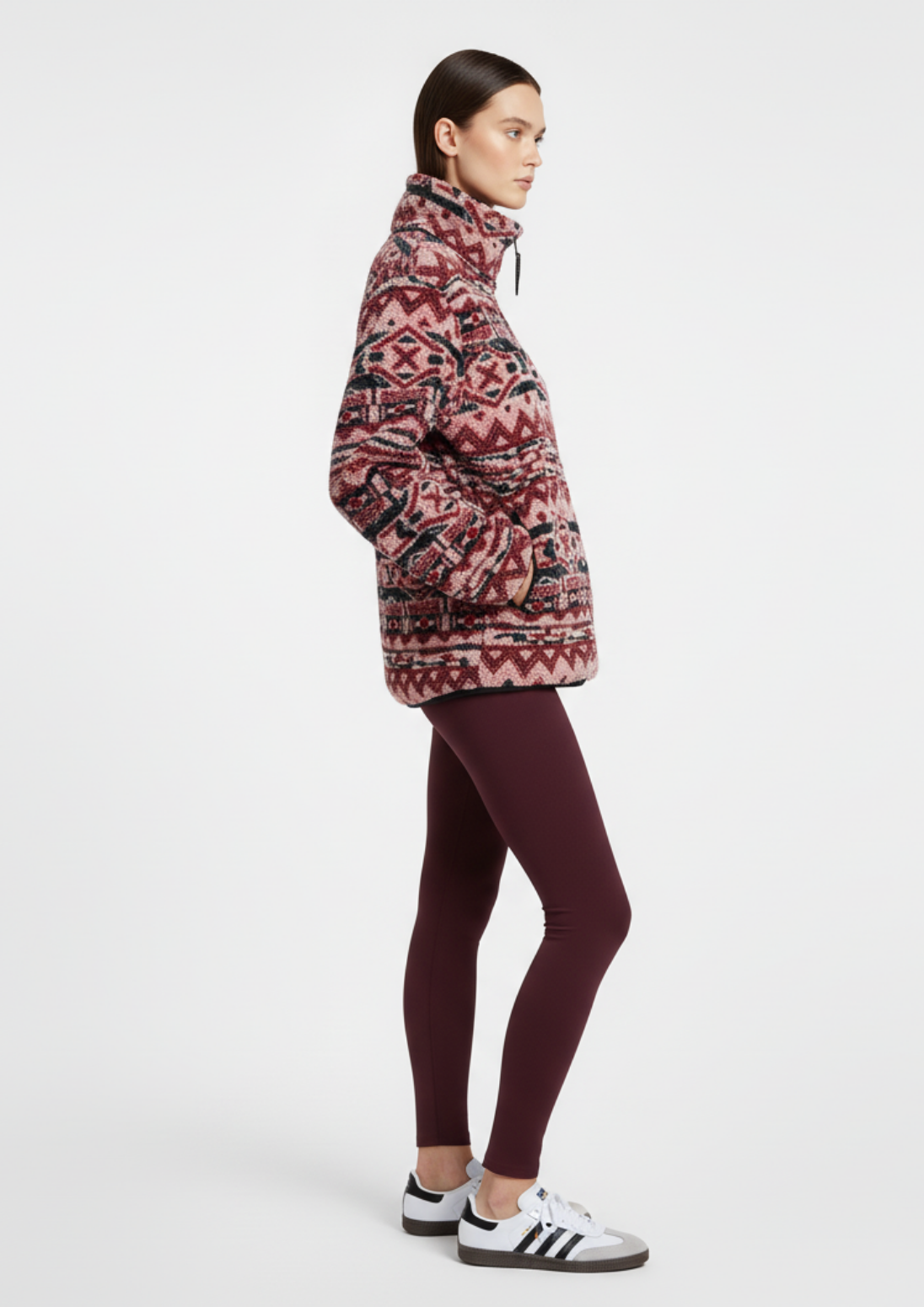 Fleece The Trek in Berry Aztec