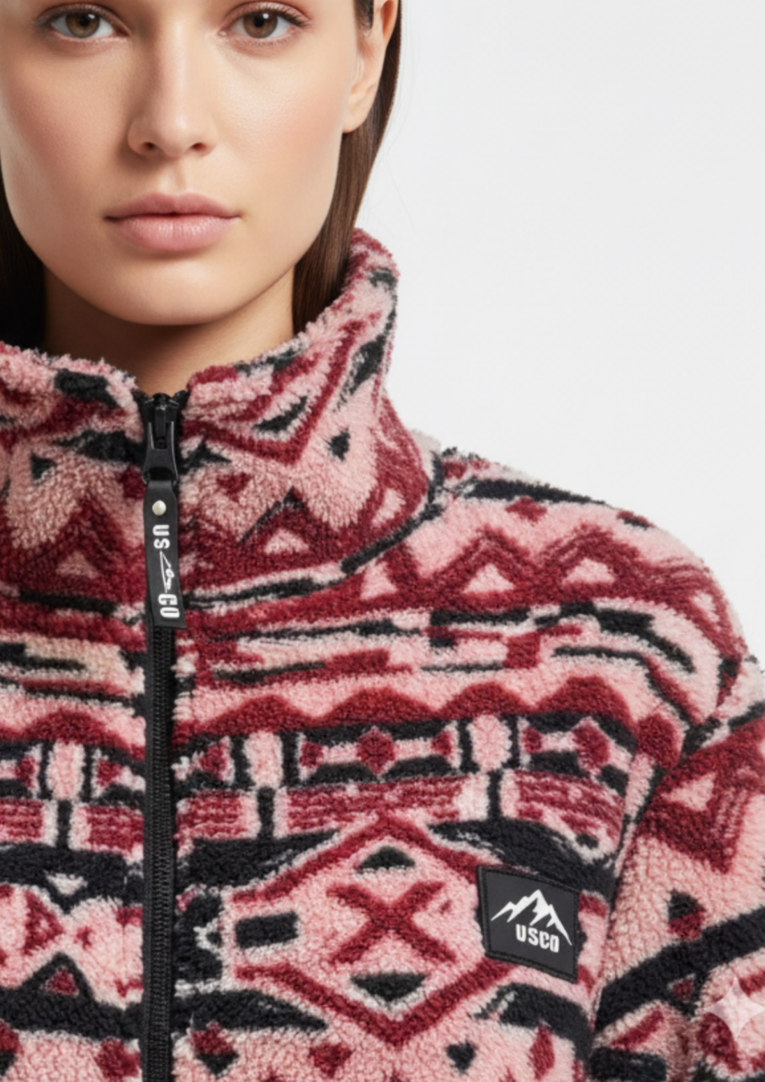 Fleece The Trek in Berry Aztec
