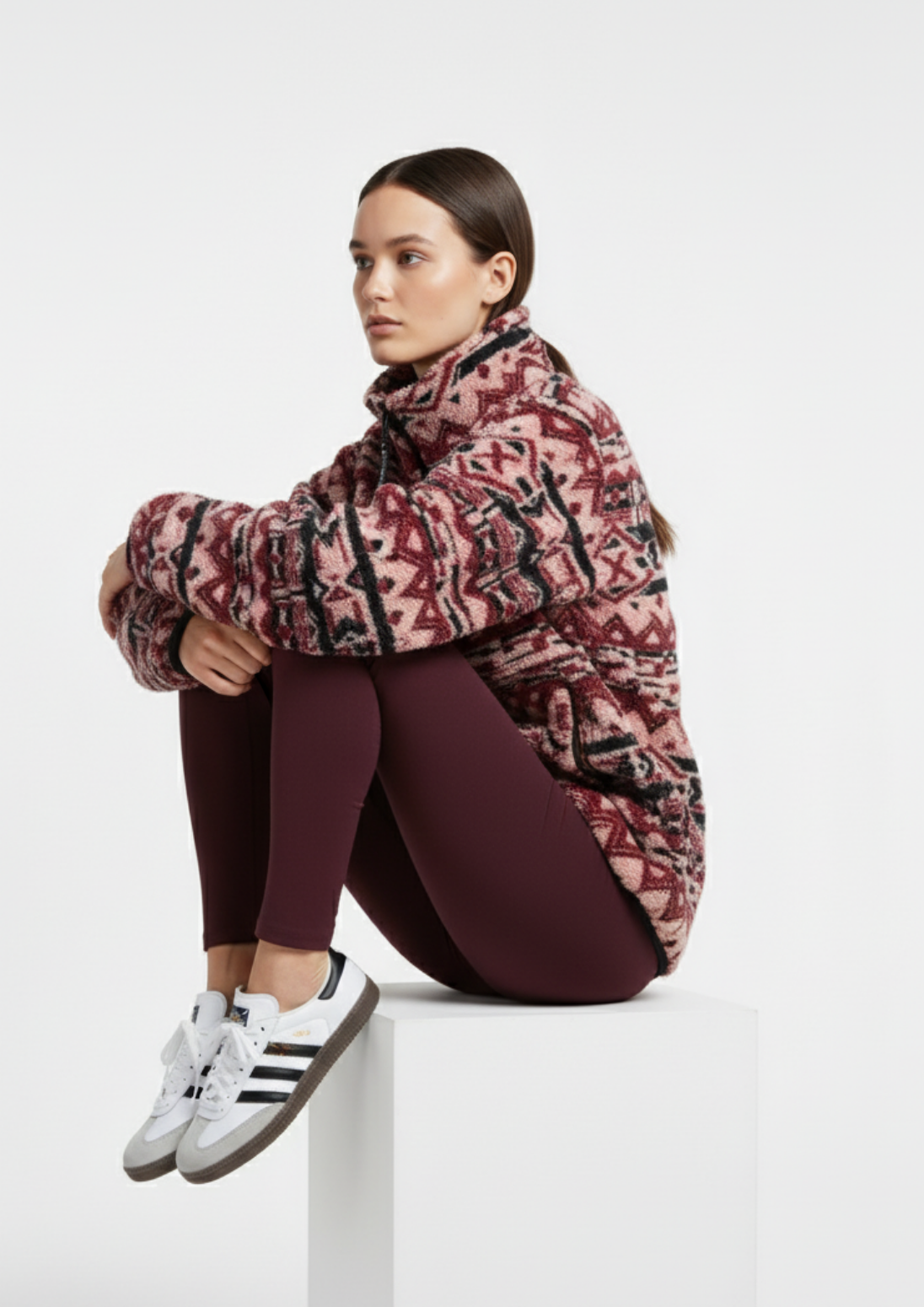 Fleece The Trek in Berry Aztec