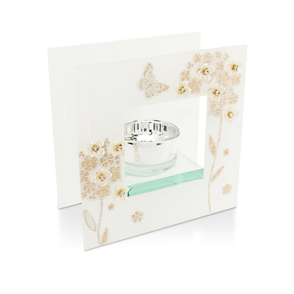 Glass tea light holder